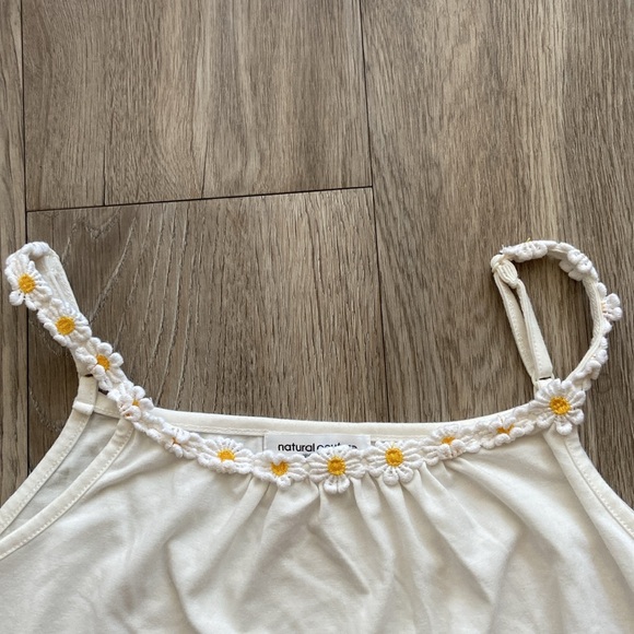 Off-White Coloured Tank Top with Floral Straps - Picture 2 of 4